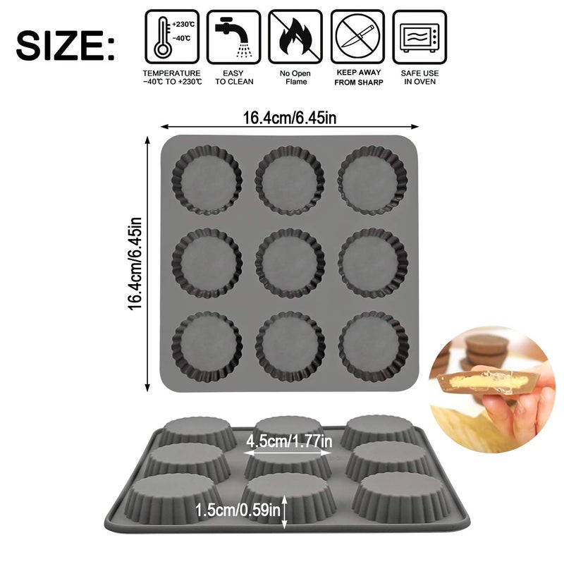 Palksky Chocolate Almond Peanut Butter Cup Mold - (3PCS) 9 Cup Bite Size Fat Bombs Snack Baking Pan/Mini Silicone Cookie Candy Mold for Brownie, Jello, truffle - Image 2